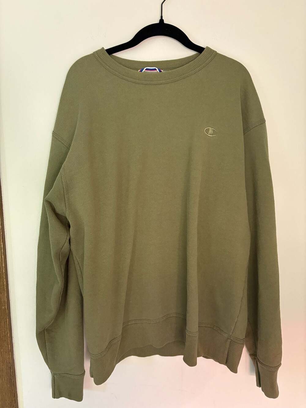 Champion Authentic Athleisure Olive Green Crewneck Oversized Sweatshirt Size XL